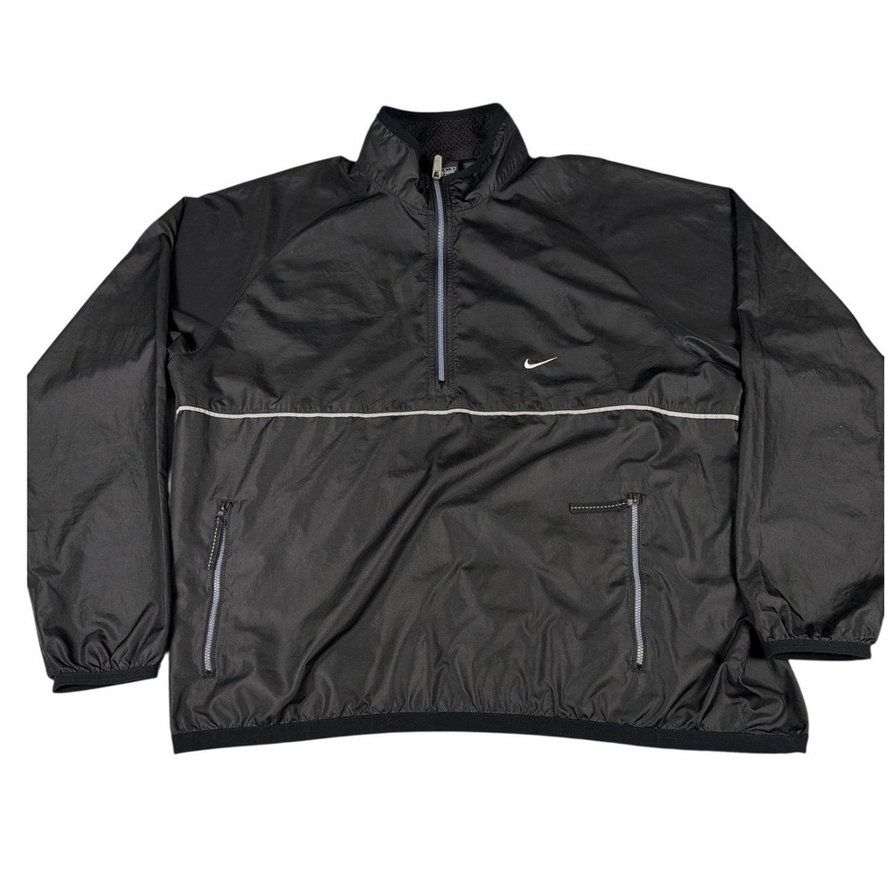 Nike Windbreaker Pullover Mens Large Black Excellent Half Zip Running Jacket